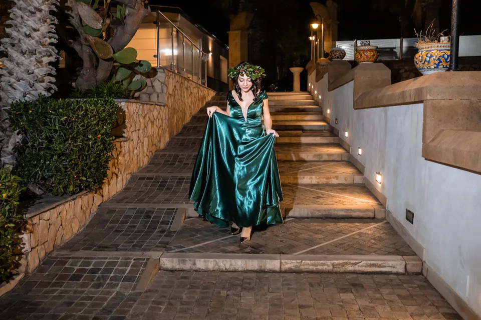 Ritratto di laurea in abito verde